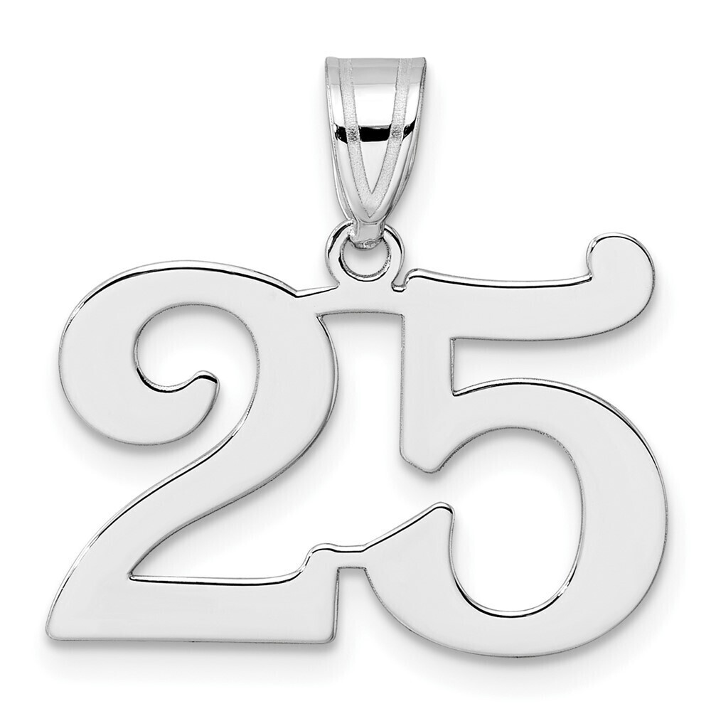 14k White Gold W Polished Number 25 Pendant